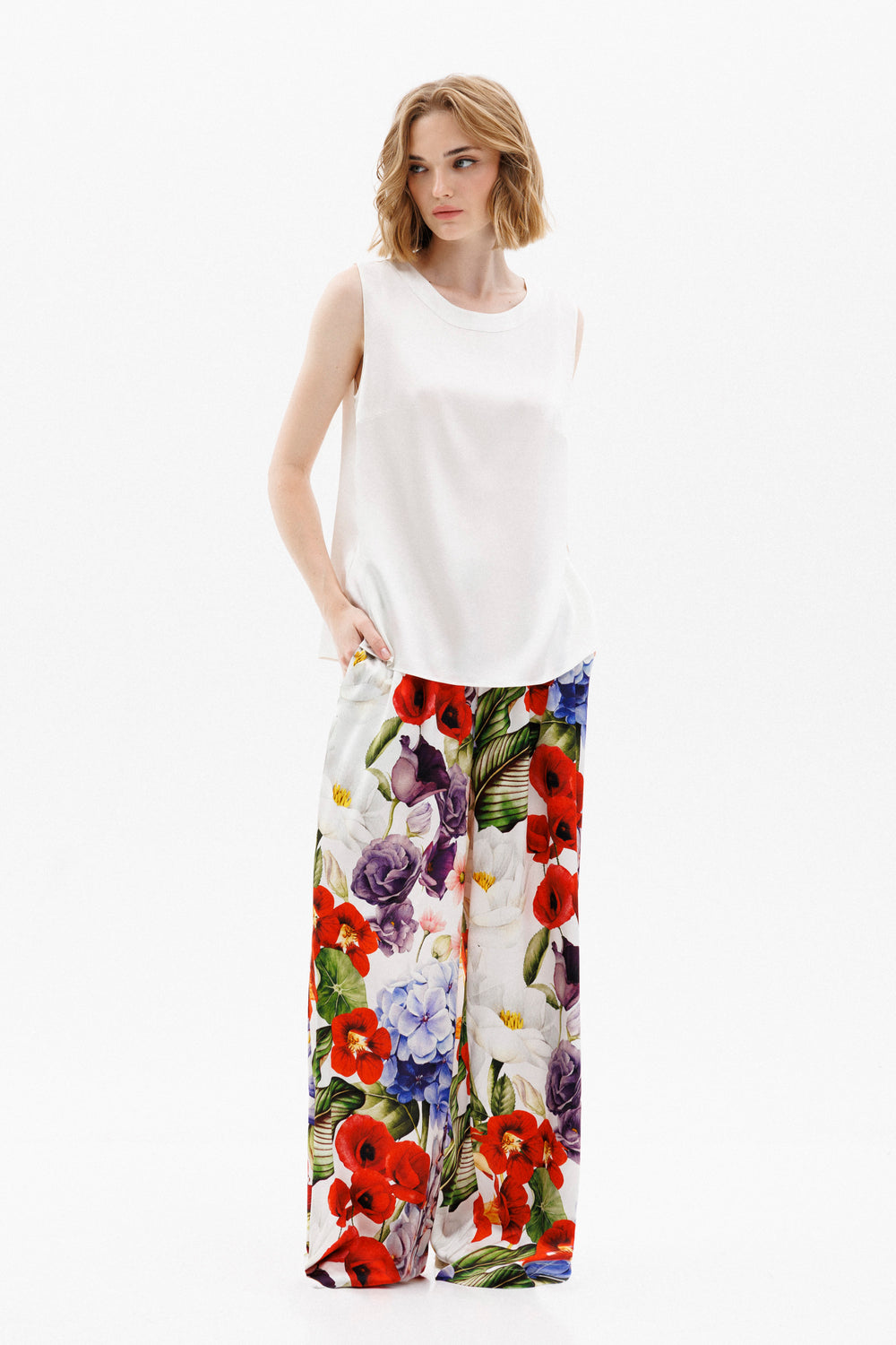 Silk Sleeveless Blouse in Ivory