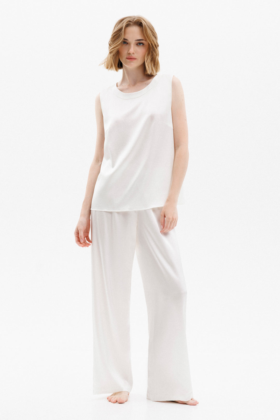 Silk Sleeveless Blouse in Ivory