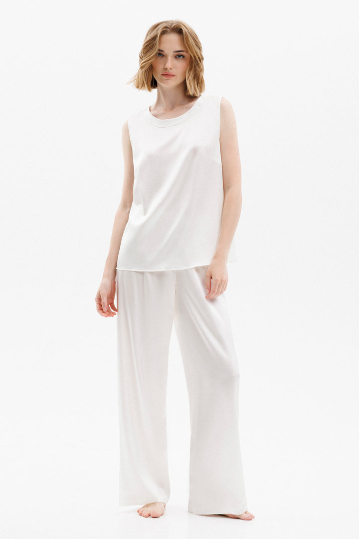 Silk Sleeveless Blouse in Ivory