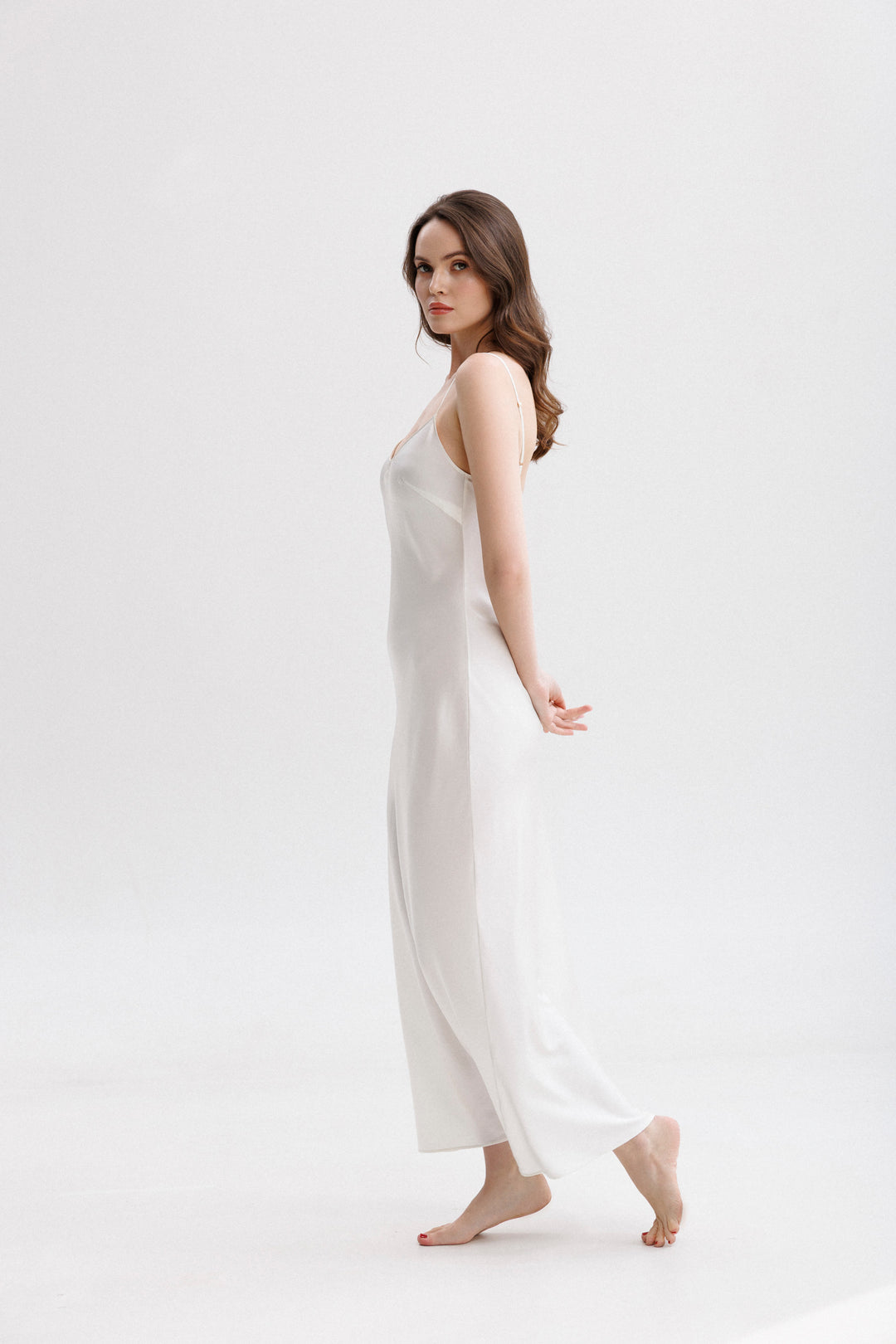 long ivory slip dress Long Silk Slip Dress in Ivory S