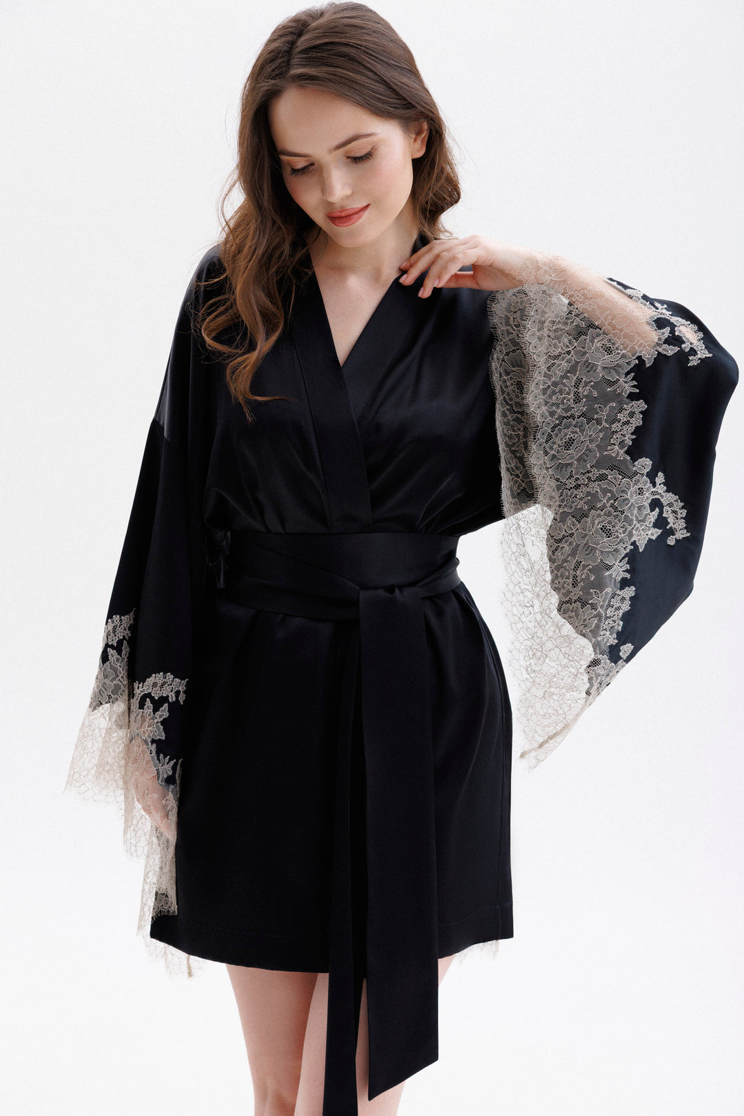 black silk kimono dress Silk Kimono Black