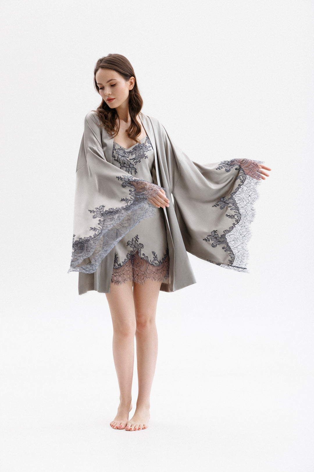 short grey lace dress A Line Round Neck Short Gray Lace Prom Dresses, Short Grey Lace Gradua jbydress