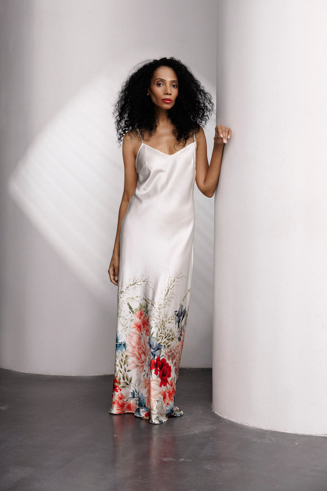 floral silk long dress Vivian floral print silk-cotton maxi dress