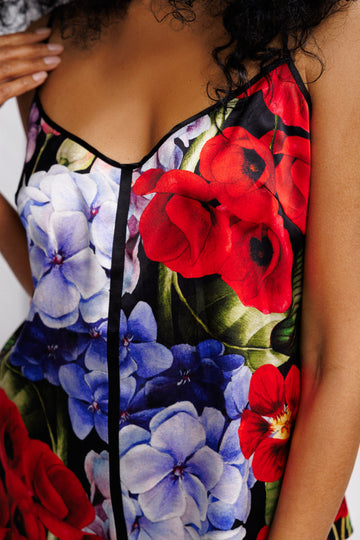Wild Bloom Camisole and Shorts Set in Black