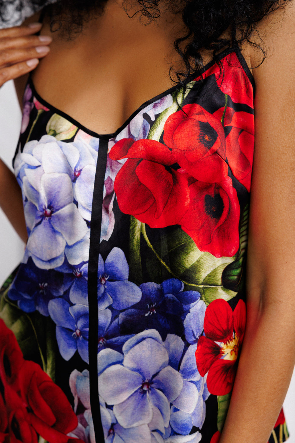 Wild Bloom Camisole and Shorts Set in Black